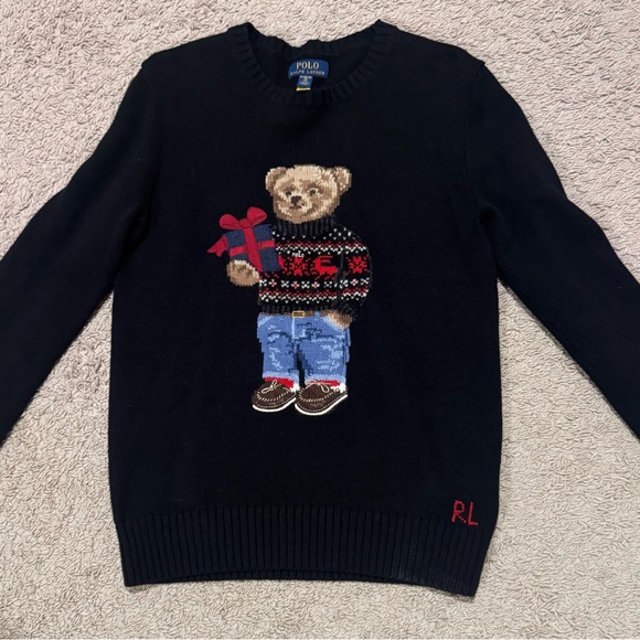 Polo by Ralph Lauren Black Sweater with Bear Design - Picture 3 of 3